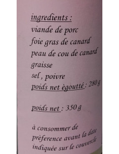 Cou de Canard Farci 30% de Foie Gras - Vue 2 - Etiquette Composition