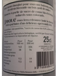 Limonade Bio Citron Tonic 33 cl - Vue 3 - Etiquette Arrière