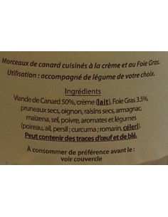 Canard Sauce Foie Gras 600 g - Les Mille Sources - Vue 3 - Composition