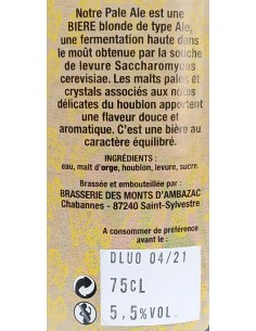 Bière Pale Ale 75 cl - Brasserie des Monts d'Ambazac - Vue 2