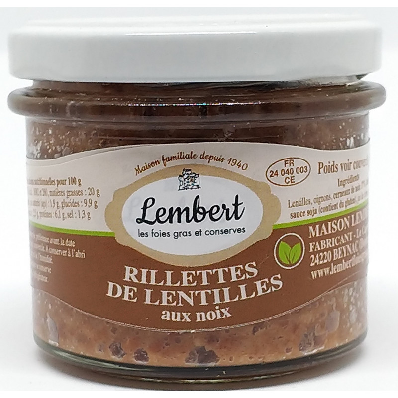 Rillettes de Lentilles aux Noix 95 g - Maison Lembert - Vue 1