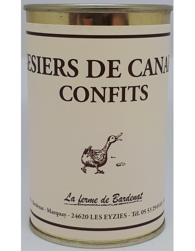 Gesiers de Canard Confits 450 g - La Ferme de Bardenat - Vue 1 Gesiers de Canard Confits 450 g - La Ferme de Bardenat - Vue 1