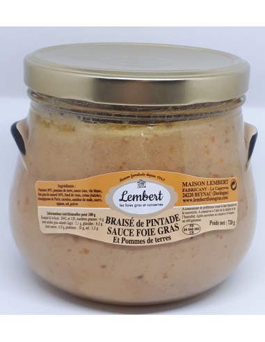 Braisé Pintade Sauce Foie Gras et Pommes Vapeurs 720 g  - Maison Lembert - Vue 1