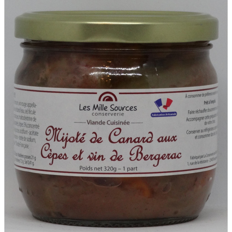 Mijoté de Canard aux Cèpes 320 g - Les Mille Sources - Photo 1